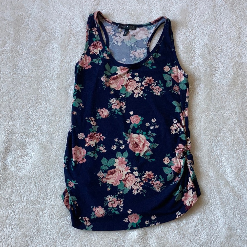 Floral/ Navy Blue Maternity Tank Top! L